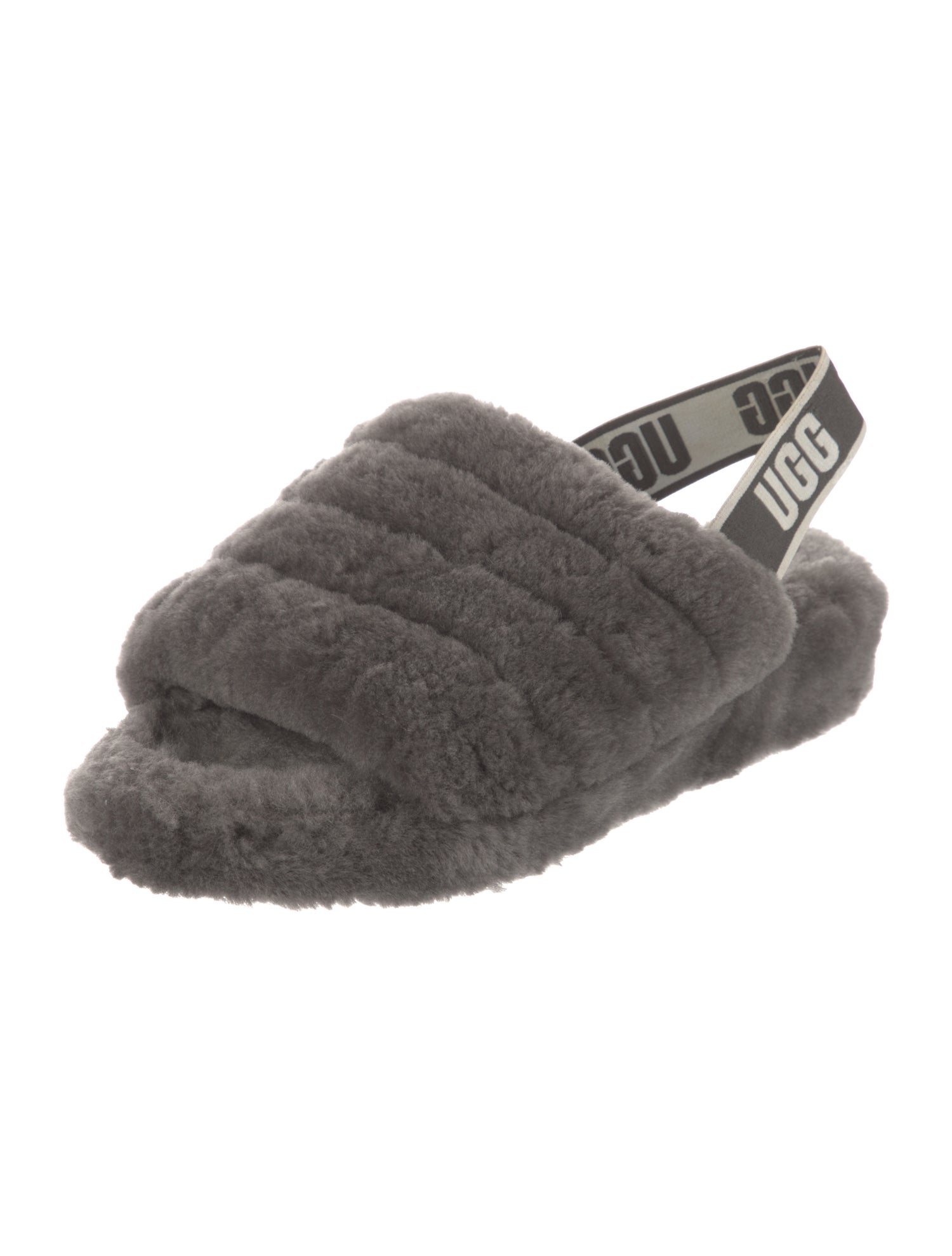 UGG Shearling Graphic Print Slingback Sandals