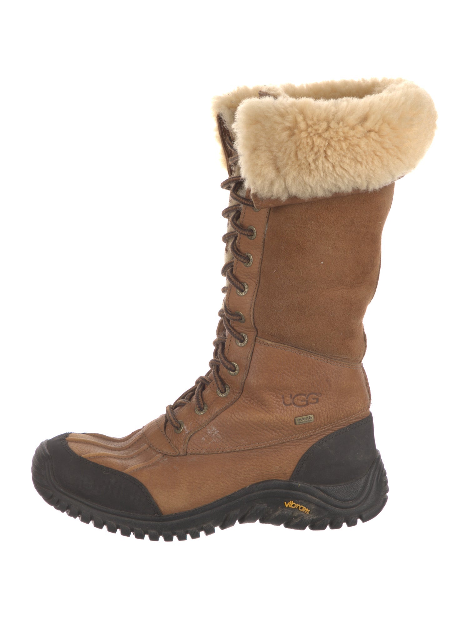 UGG Leather Colorblock Pattern Lace-Up Boots