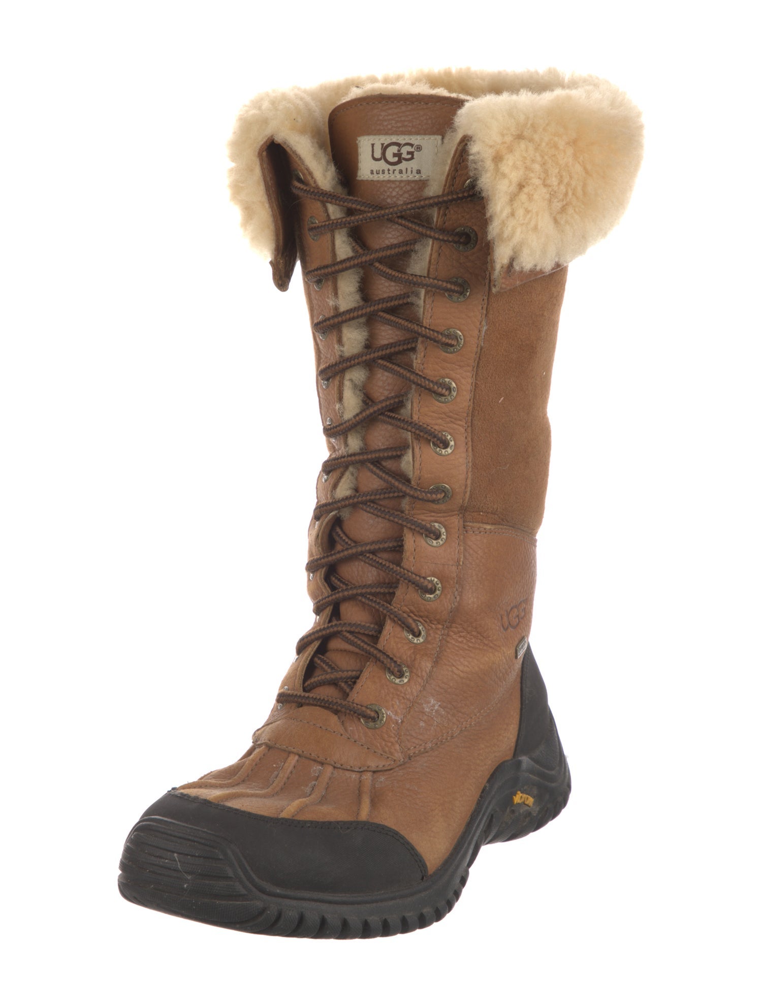 UGG Leather Colorblock Pattern Lace-Up Boots