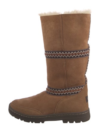 UGG Suede Striped Moto Boots