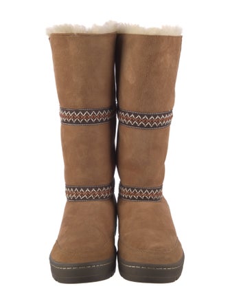 UGG Suede Striped Moto Boots