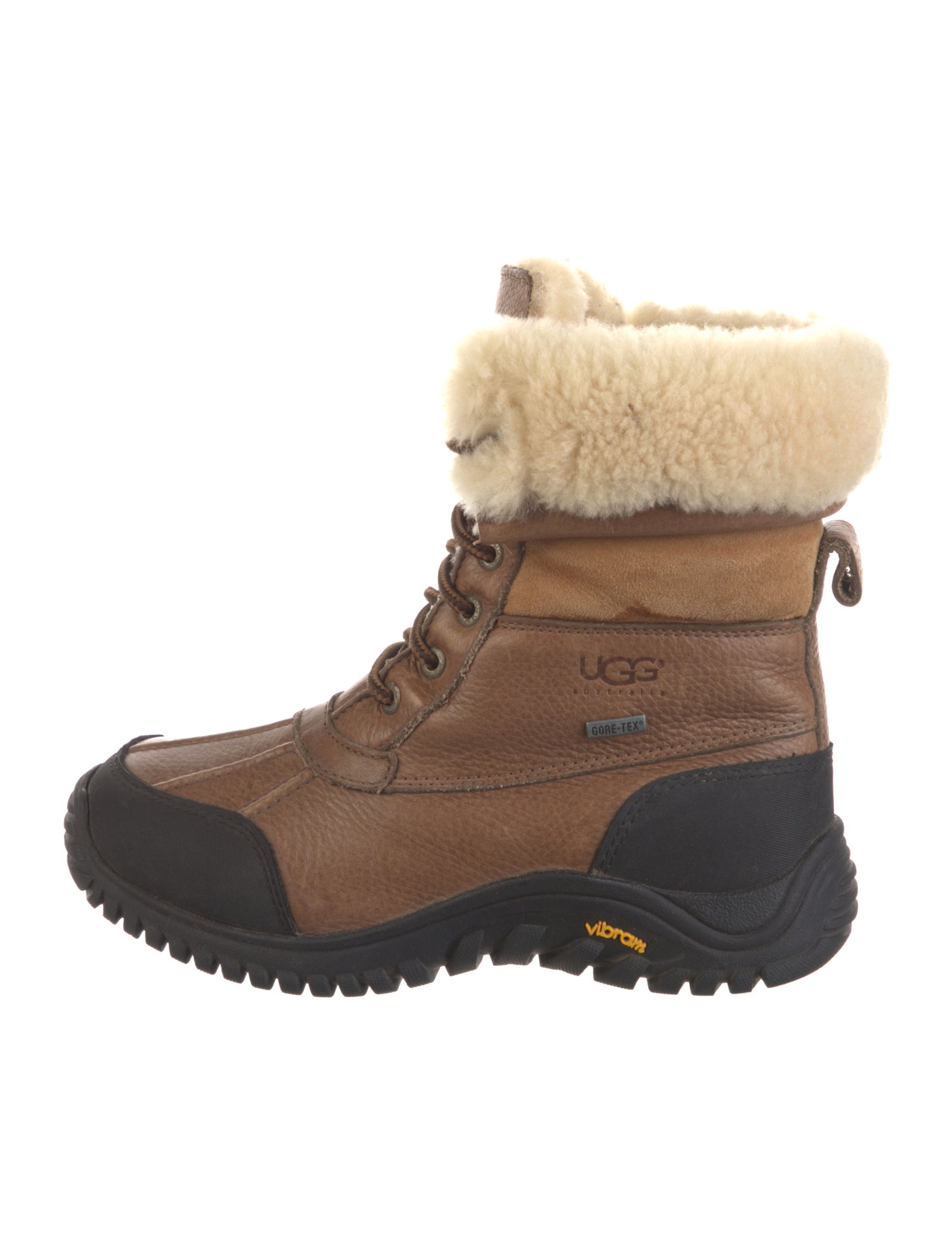 UGG Leather Colorblock Pattern Lace-Up Boots
