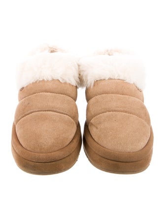 UGG Suede Fur Trim Mules