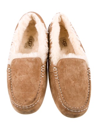 UGG Suede Fur Trim Moccasins