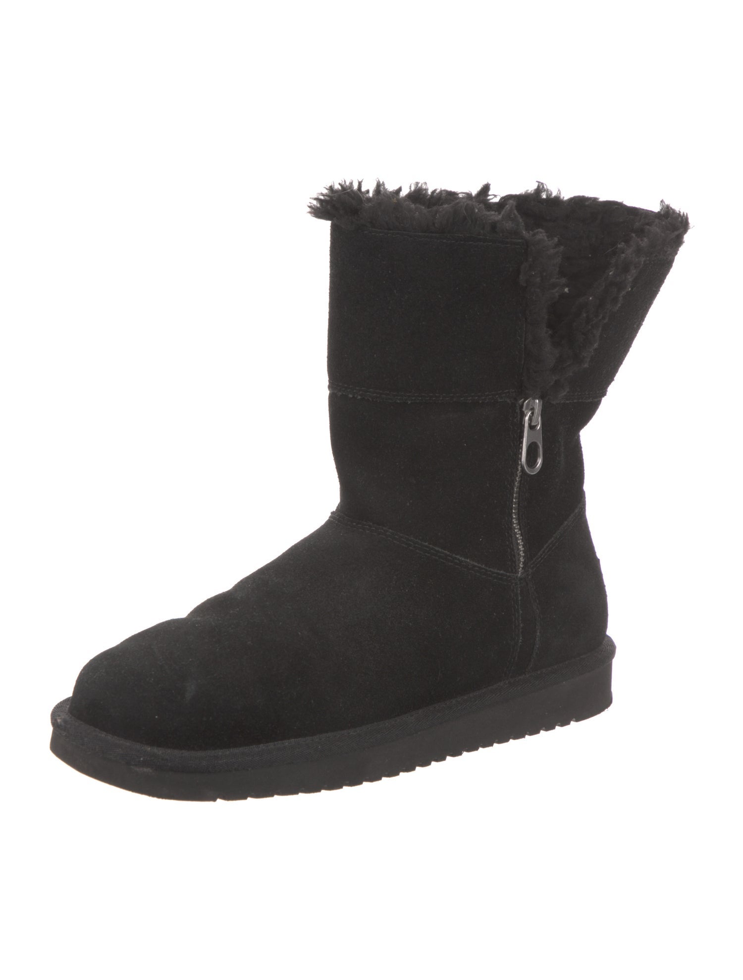 UGG Suede Fur Trim Boots