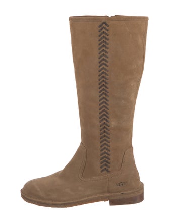 UGG Suede Fur Trim Riding Boots