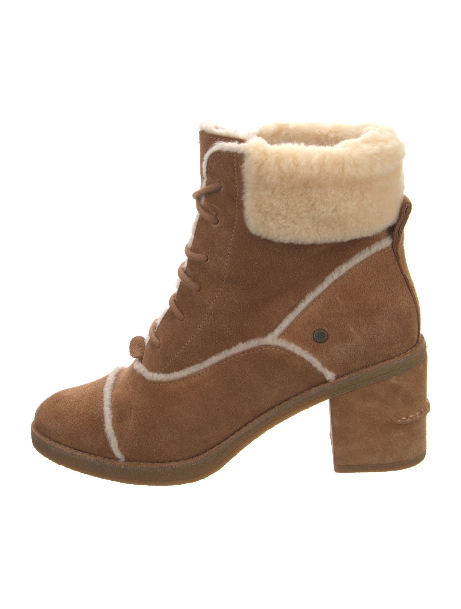 UGG Suede Fur Trim Lace-Up Boots