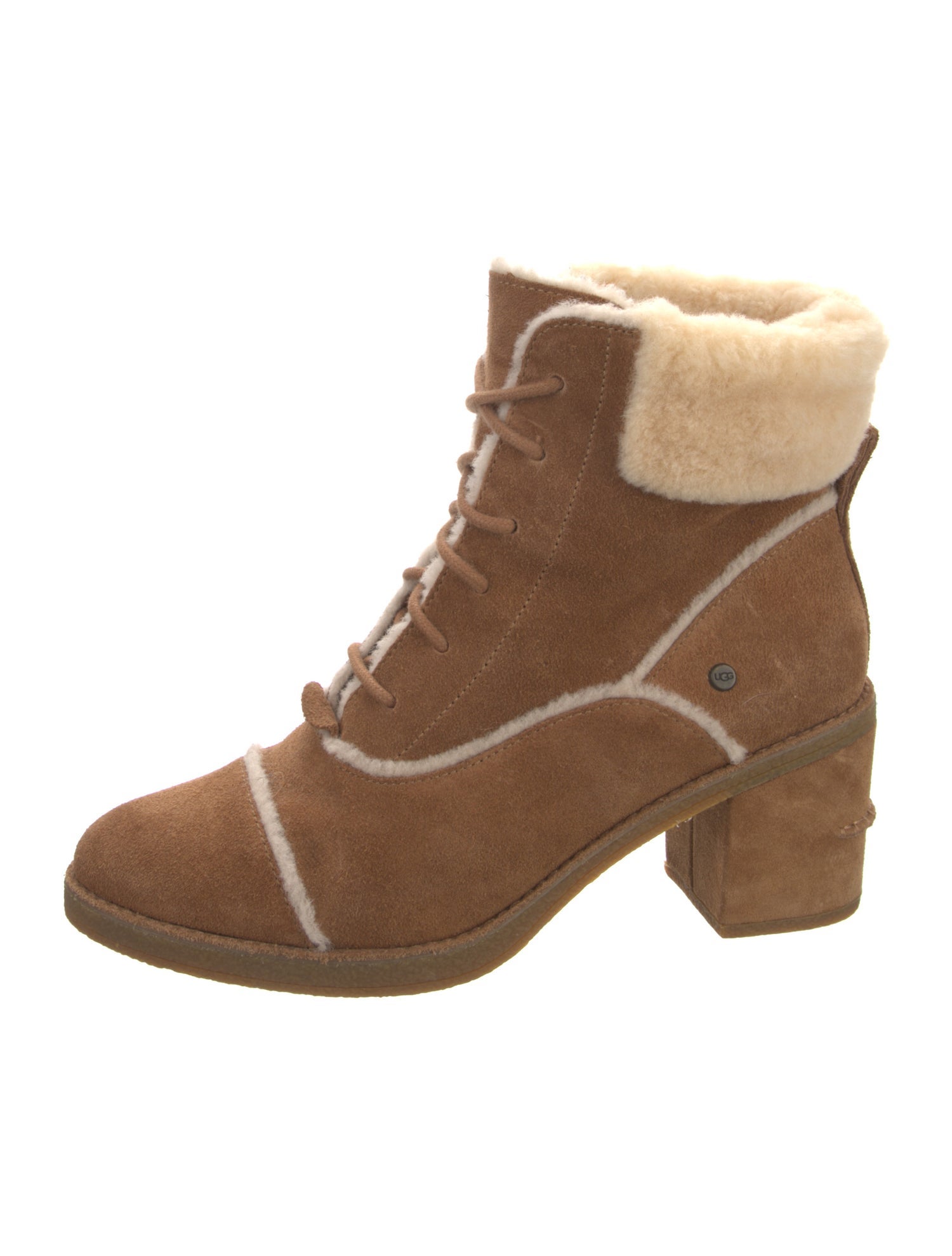 UGG Suede Fur Trim Lace-Up Boots