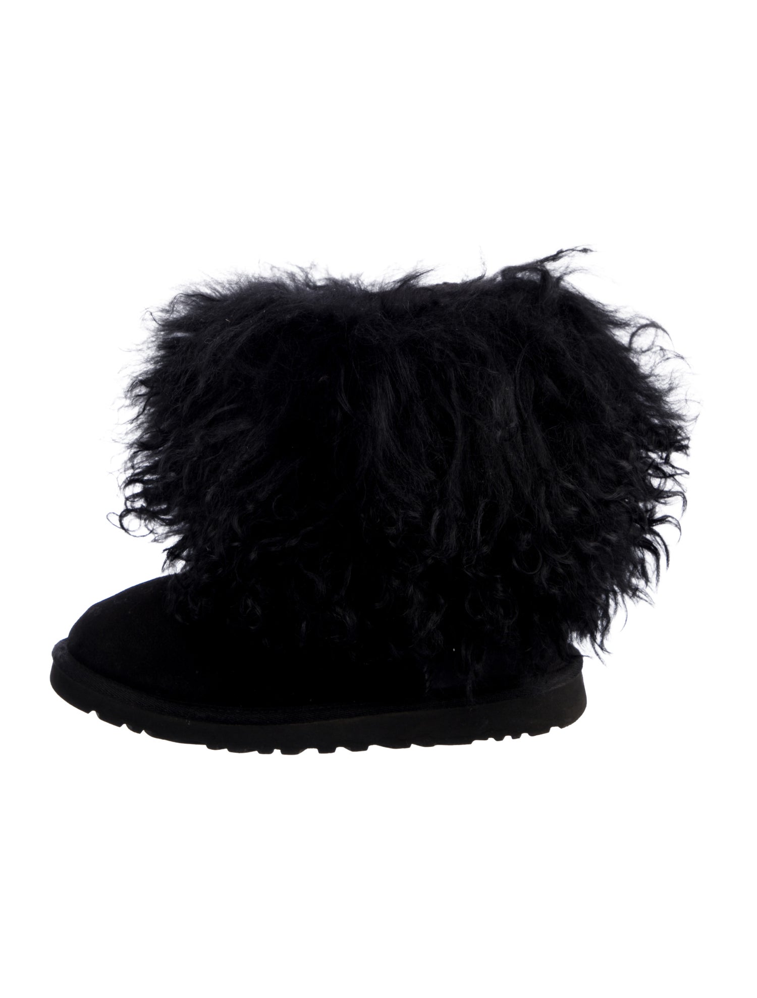 UGG Suede Fur Trim Lace-Up Boots