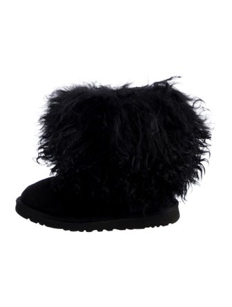 UGG Suede Fur Trim Lace-Up Boots