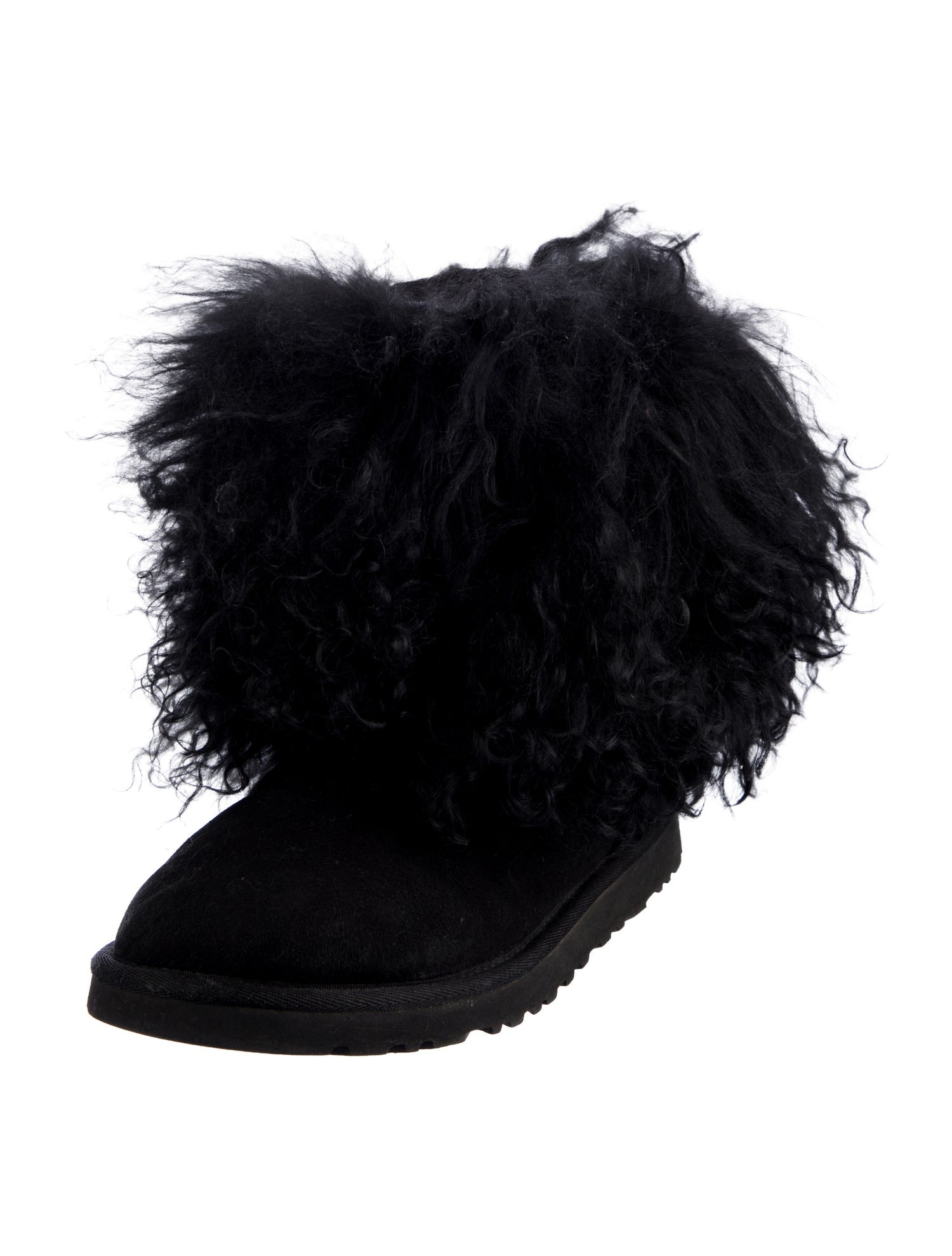 UGG Suede Fur Trim Lace-Up Boots