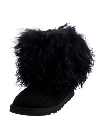 UGG Suede Fur Trim Lace-Up Boots