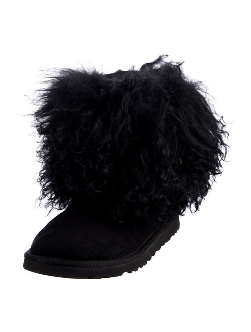 UGG Suede Fur Trim Lace-Up Boots