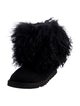 UGG Suede Fur Trim Lace-Up Boots