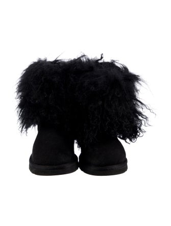 UGG Suede Fur Trim Lace-Up Boots