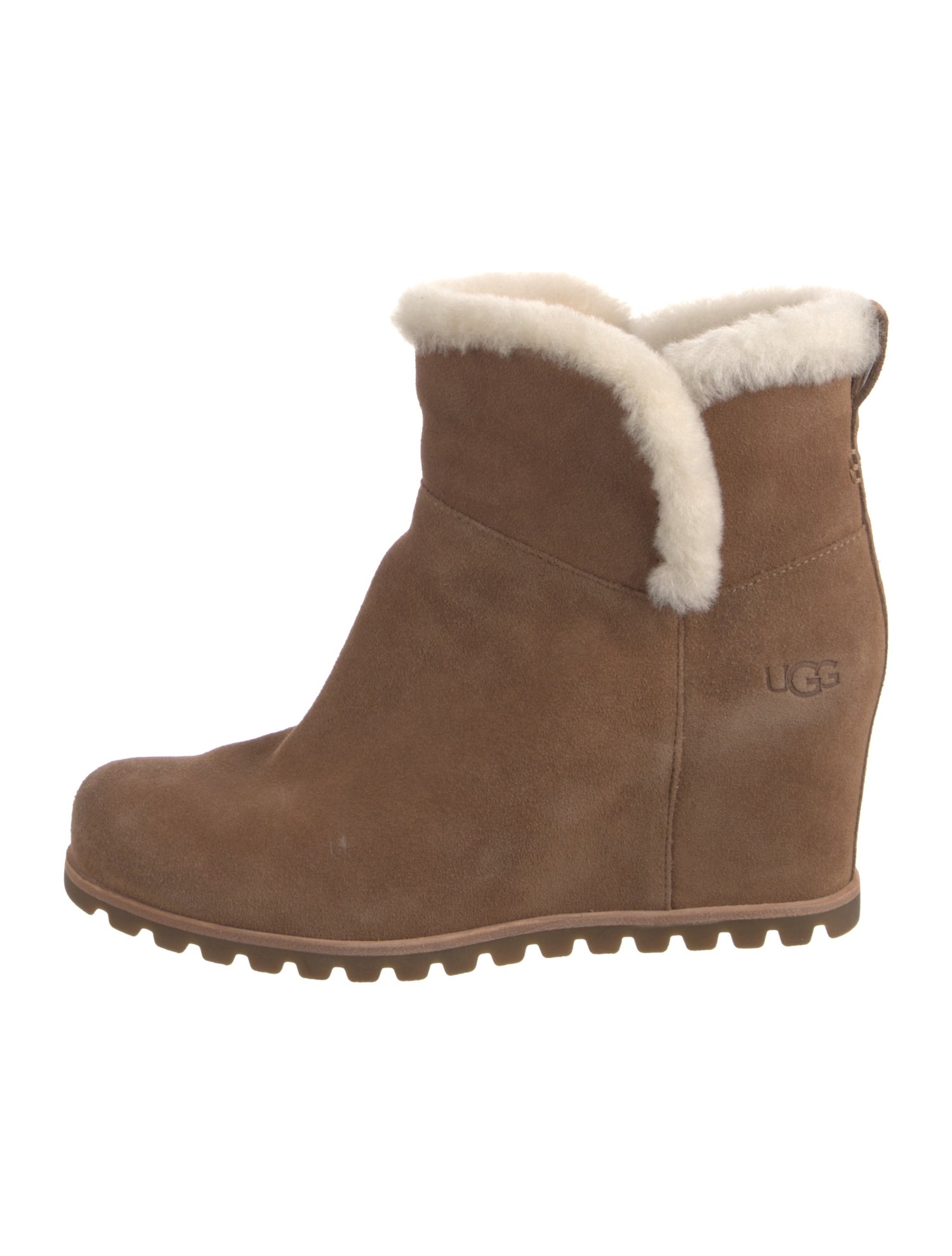 UGG Suede Faux Fur Trim Boots