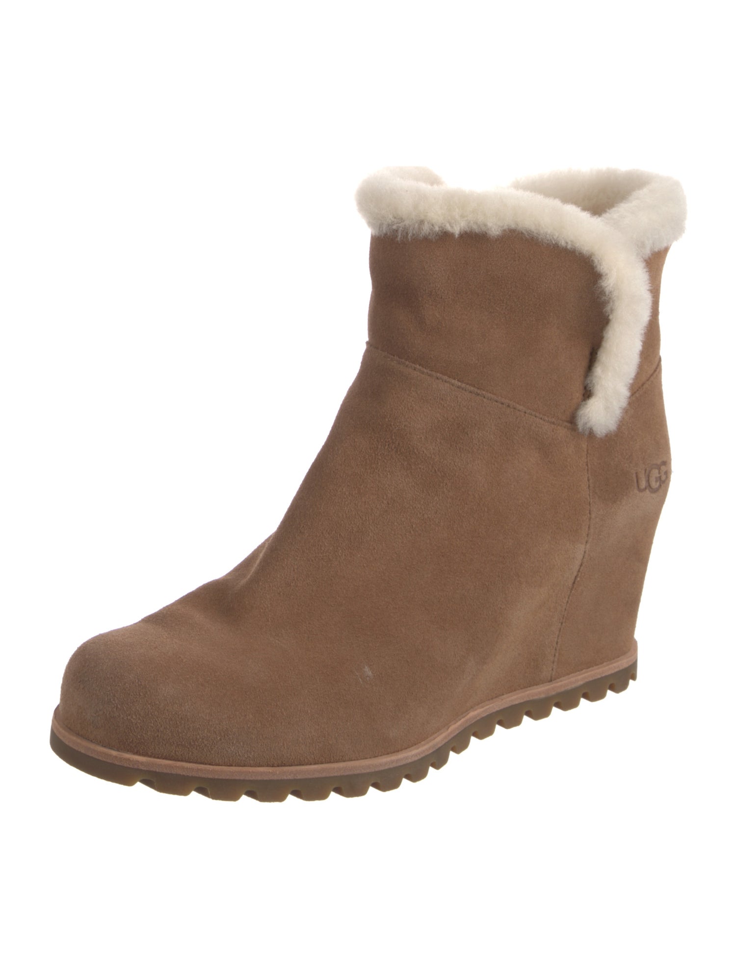 UGG Suede Faux Fur Trim Boots