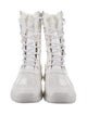 UGG Patent Leather Fur Trim Combat Boots
