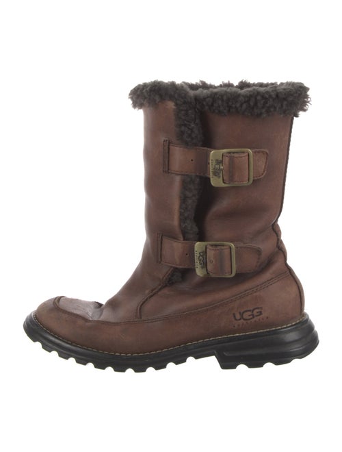UGG Leather Fur Trim Rain Boots