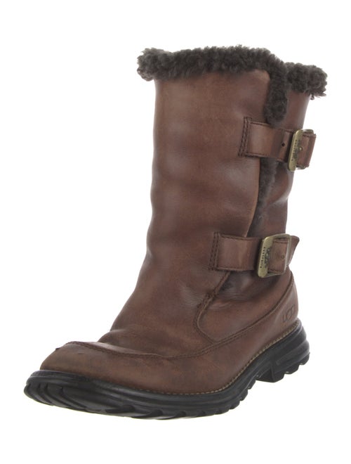 UGG Leather Fur Trim Rain Boots
