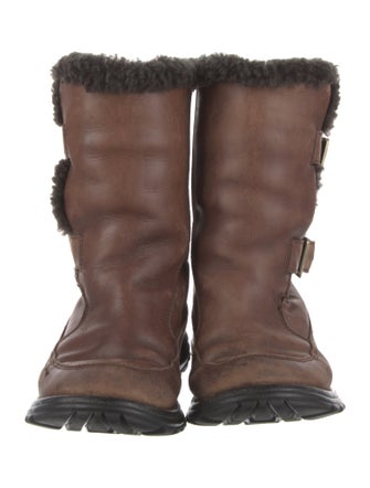 UGG Leather Fur Trim Rain Boots