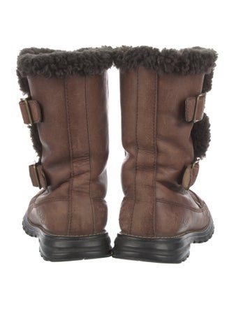 UGG Leather Fur Trim Rain Boots