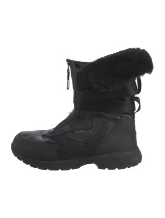 UGG Leather Fur Trim Lace-Up Boots
