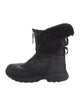 UGG Leather Fur Trim Lace-Up Boots