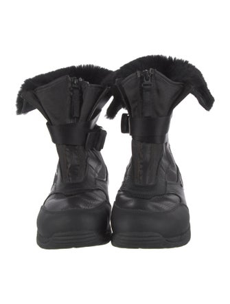 UGG Leather Fur Trim Lace-Up Boots