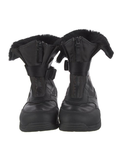 UGG Leather Fur Trim Lace-Up Boots