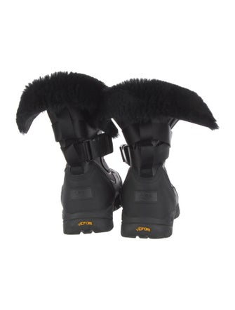 UGG Leather Fur Trim Lace-Up Boots
