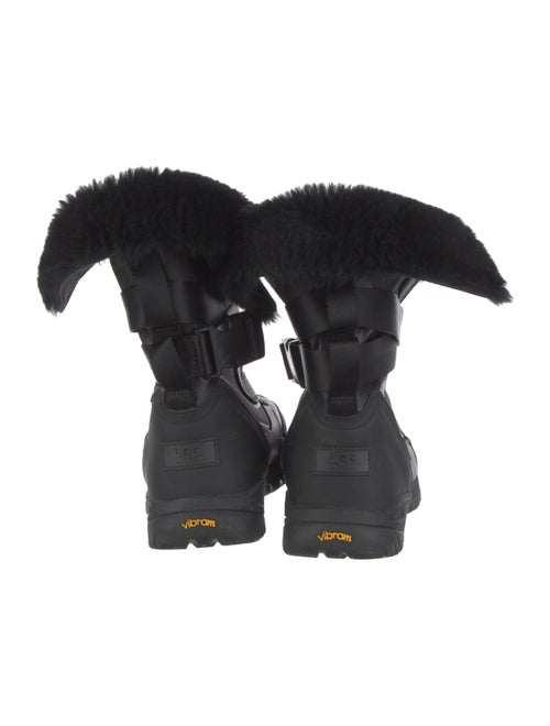 UGG Leather Fur Trim Lace-Up Boots