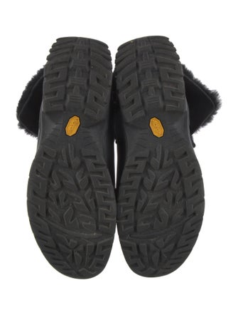 UGG Leather Fur Trim Lace-Up Boots