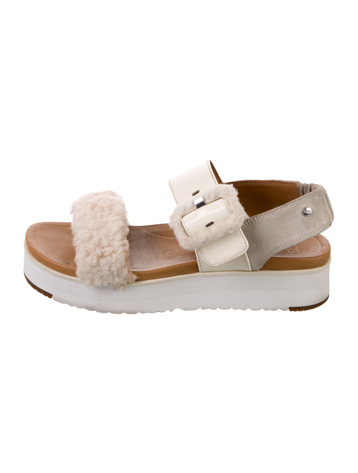 UGG Leather Colorblock Pattern Slingback Sandals