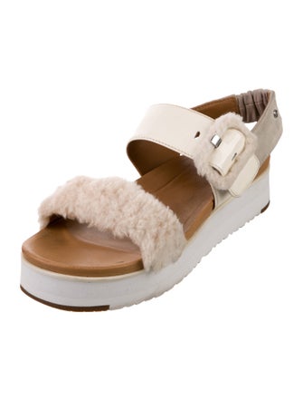 UGG Leather Colorblock Pattern Slingback Sandals