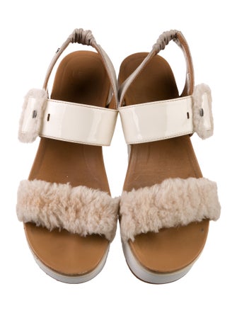 UGG Leather Colorblock Pattern Slingback Sandals
