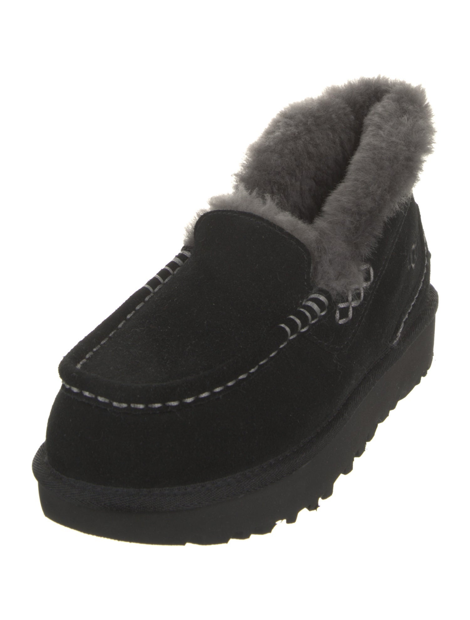 UGG Suede Faux Fur Trim Lace-Up Boots