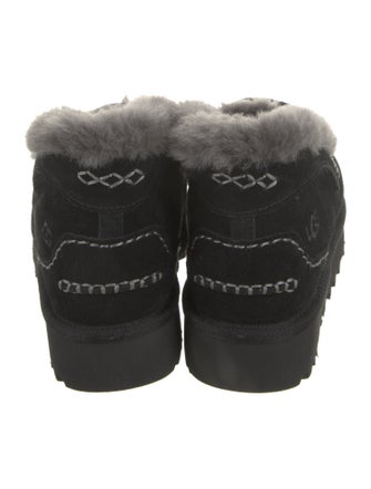 UGG Suede Faux Fur Trim Lace-Up Boots