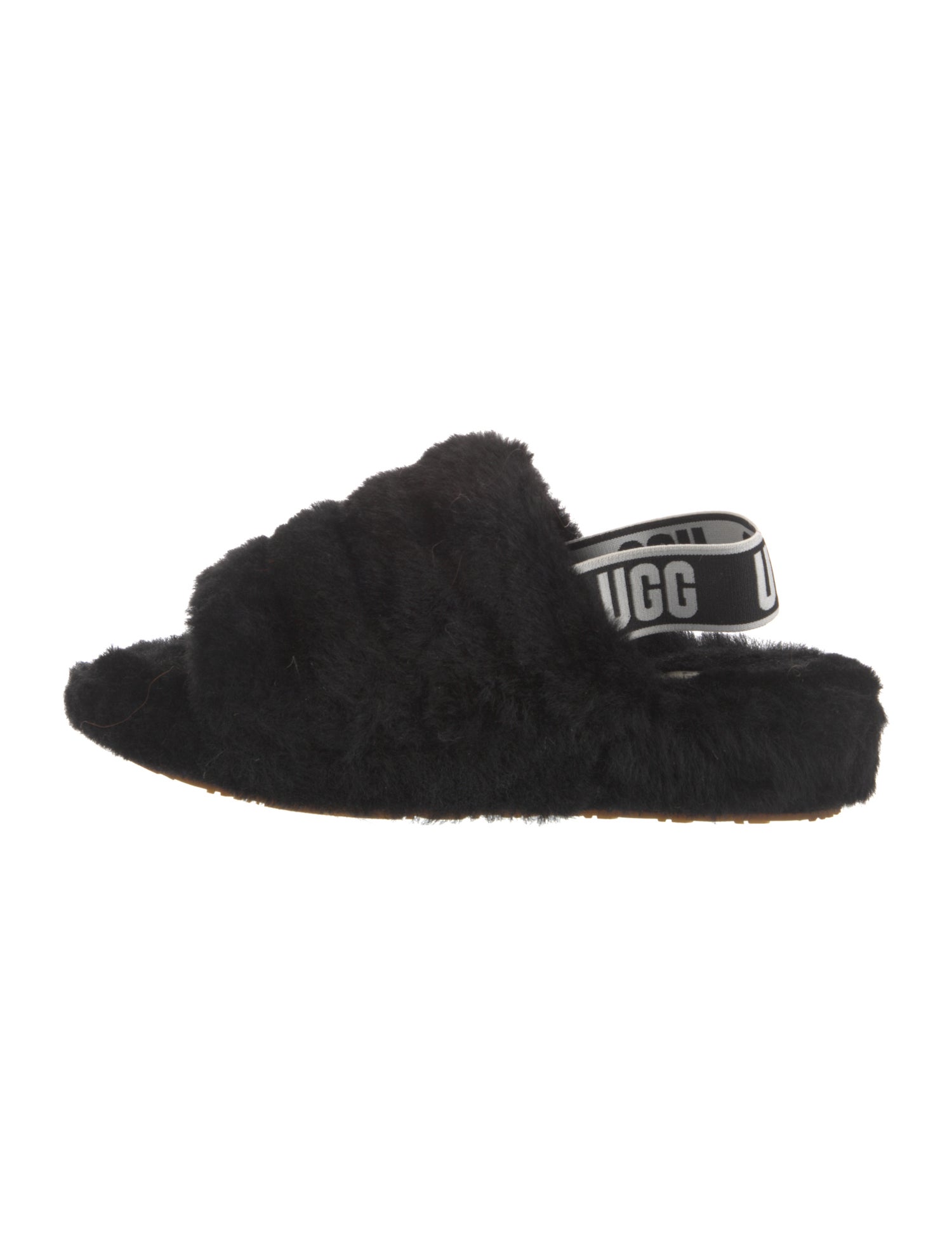 UGG Fur Graphic Print Slingback Sandals