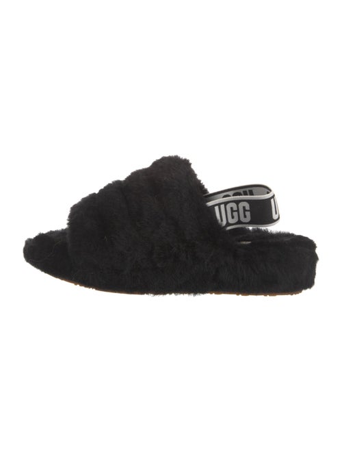 UGG Fur Graphic Print Slingback Sandals