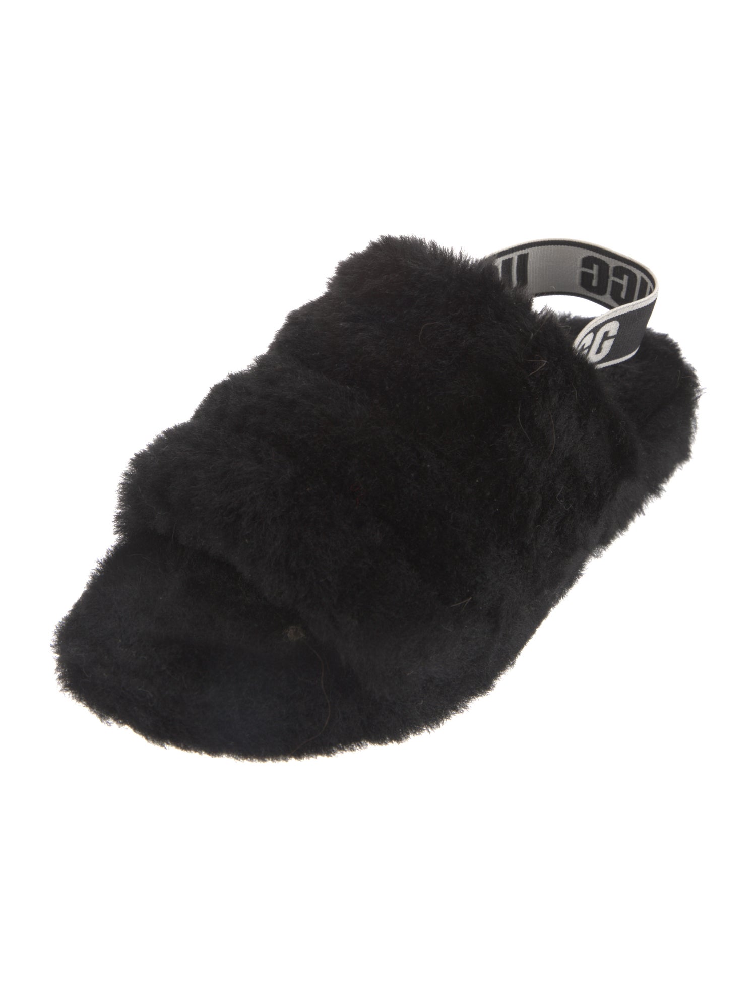 UGG Fur Graphic Print Slingback Sandals