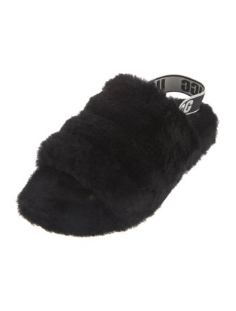 UGG Fur Graphic Print Slingback Sandals