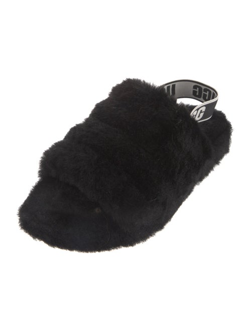 UGG Fur Graphic Print Slingback Sandals
