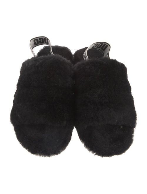 UGG Fur Graphic Print Slingback Sandals