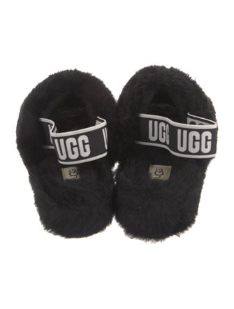 UGG Fur Graphic Print Slingback Sandals