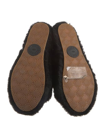 UGG Fur Graphic Print Slingback Sandals