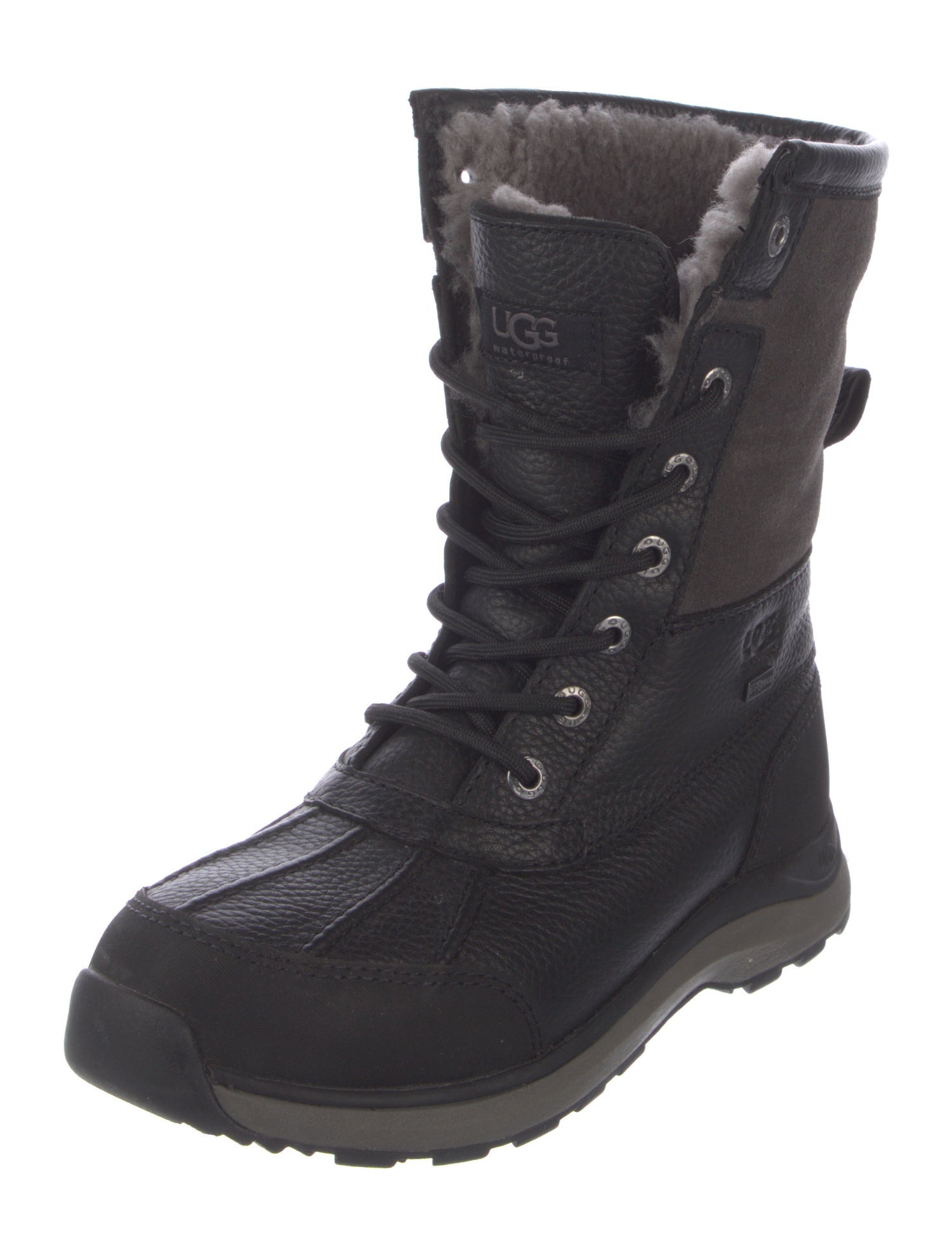 UGG Leather Fur Trim Combat Boots