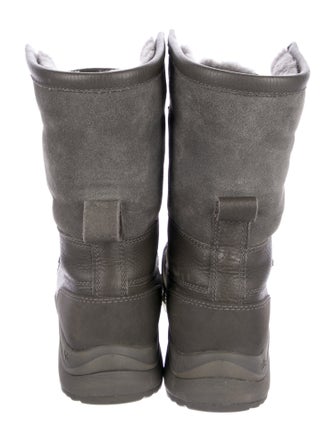 UGG Leather Fur Trim Lace-Up Boots