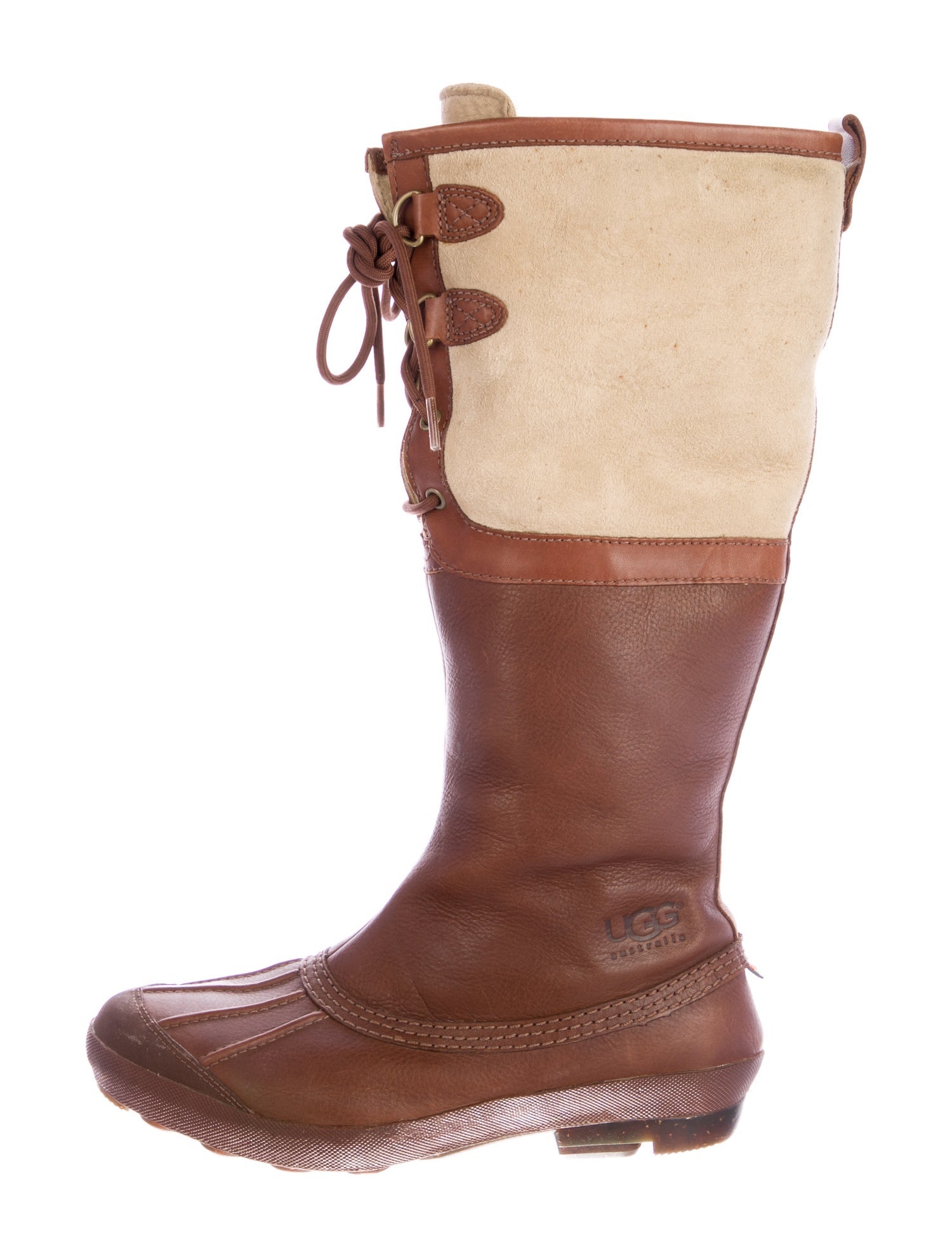 UGG Leather Colorblock Pattern Boots