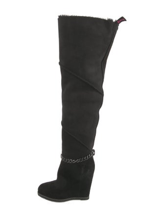 UGG Suede Fur Trim Boots